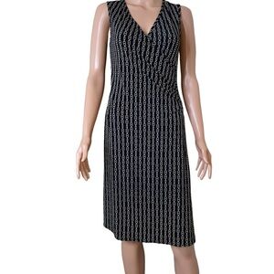 Soprano dress brand black sleeveless dress gold chain print stretch knee length